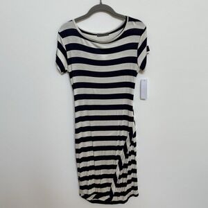 LoveAppella Blue White Stripe Nautical‎ T-Shirt Dress Medium